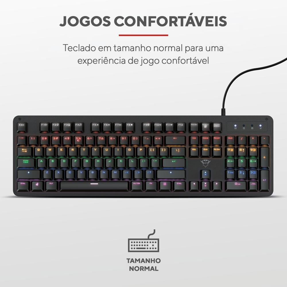 Teclado Mecânico Gamer Mazz Gxt 863 RGB Trust