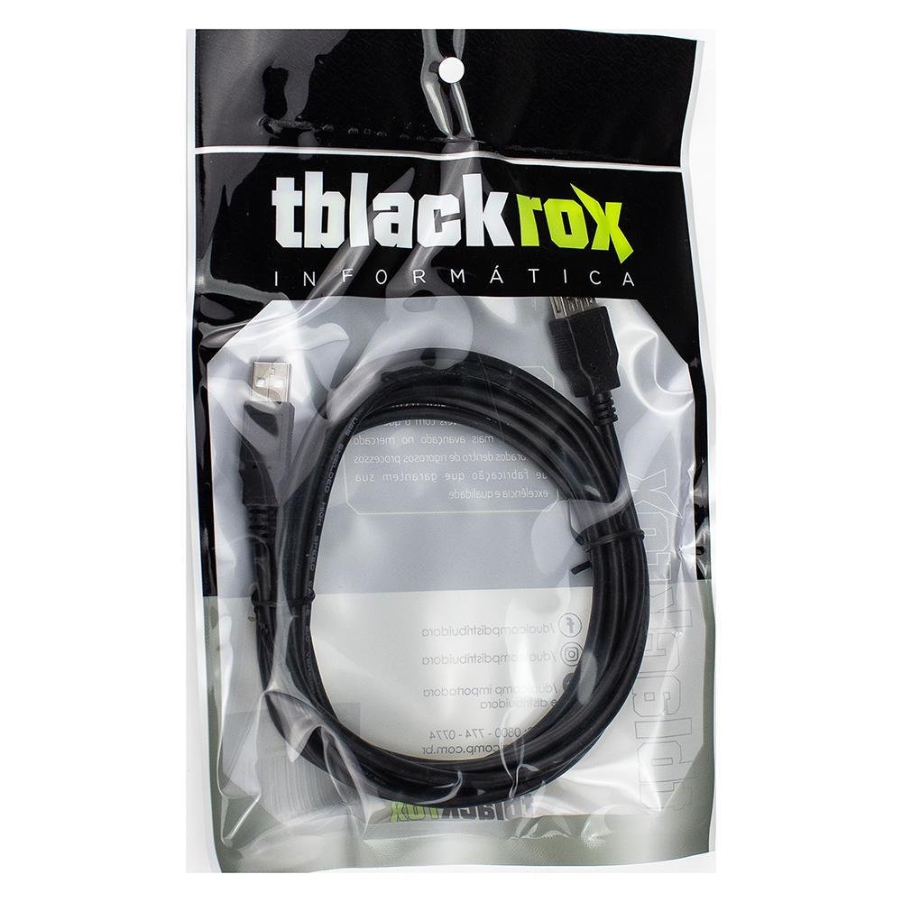 Imagem 2 de 2 do produto Cabo Extensor Tblackrox, USB 2.0, 3 Mts, Extensão, Preto
