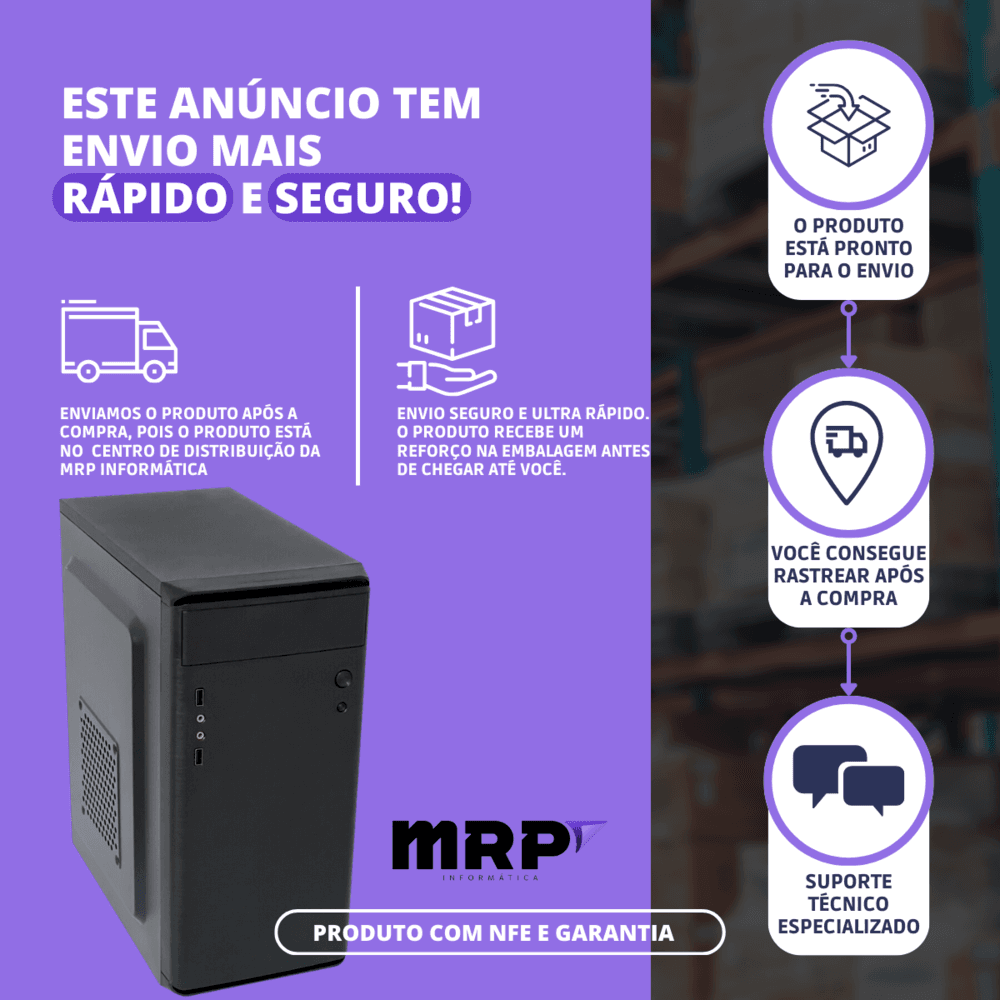 PC Intel Core I5 8GB SSD 120GB Win 10 Preto KaBuM
