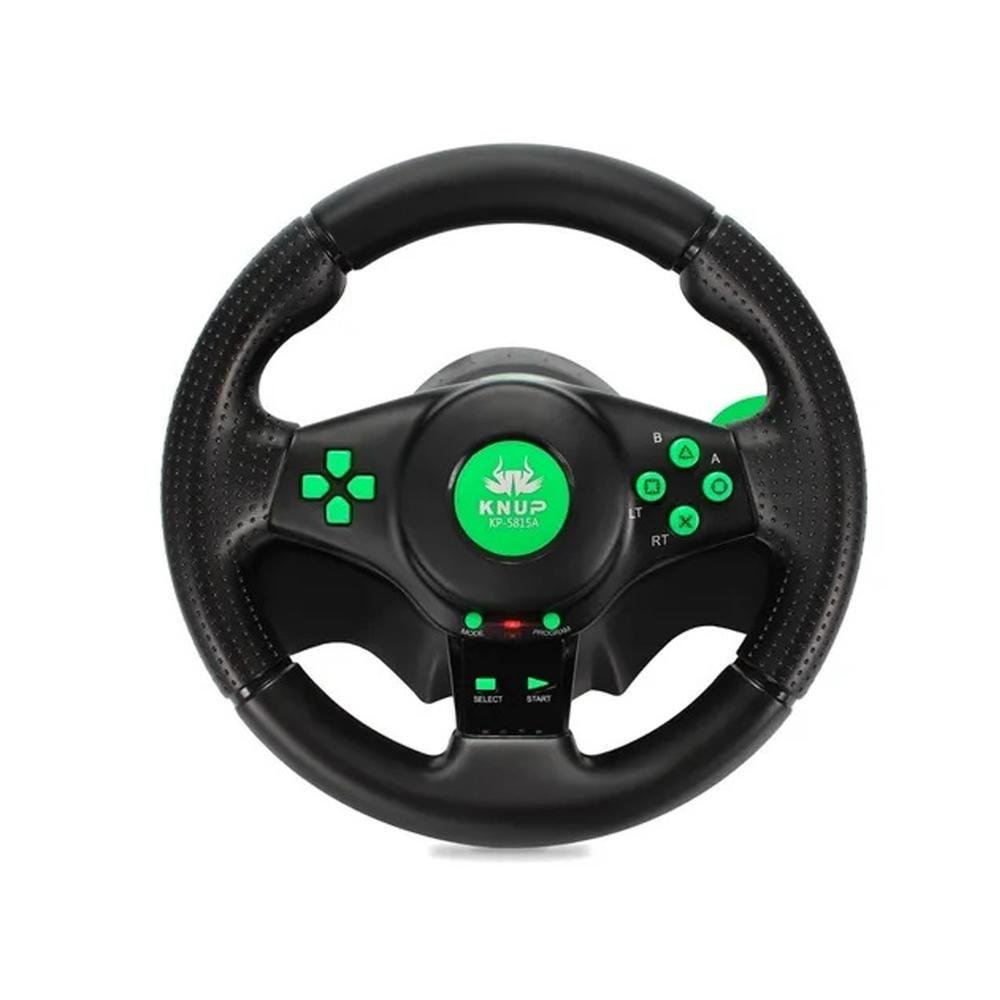 Volante C Vibração Controle Xbox360 Ps3 Ps2 Pc Usb Verde Kp 5815a Knup