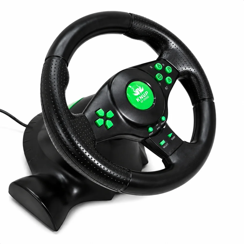 Imagem 4 de 5 do produto Volante C/ Vibração Xbox 360 Ps3 Ps2 Pc Knup Kp-5815a
