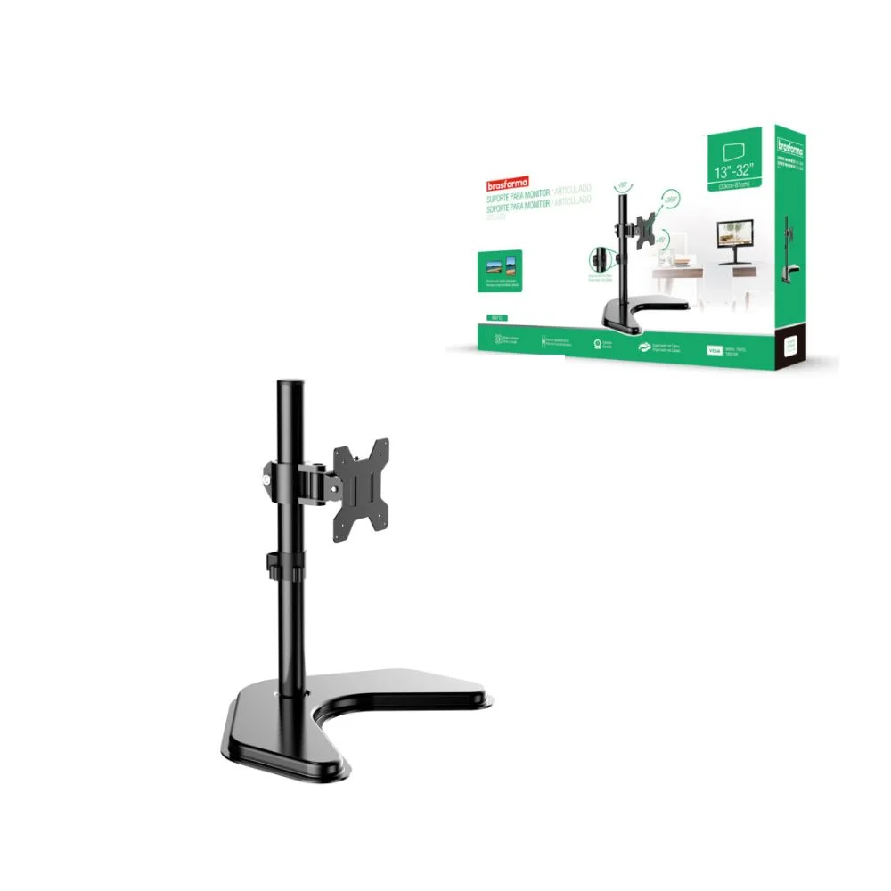 Imagem 2 de 5 do produto Suporte De Mesa P/ Monitor Led Lcd 13 A 32 Brasforma Bm710 Cor:preto