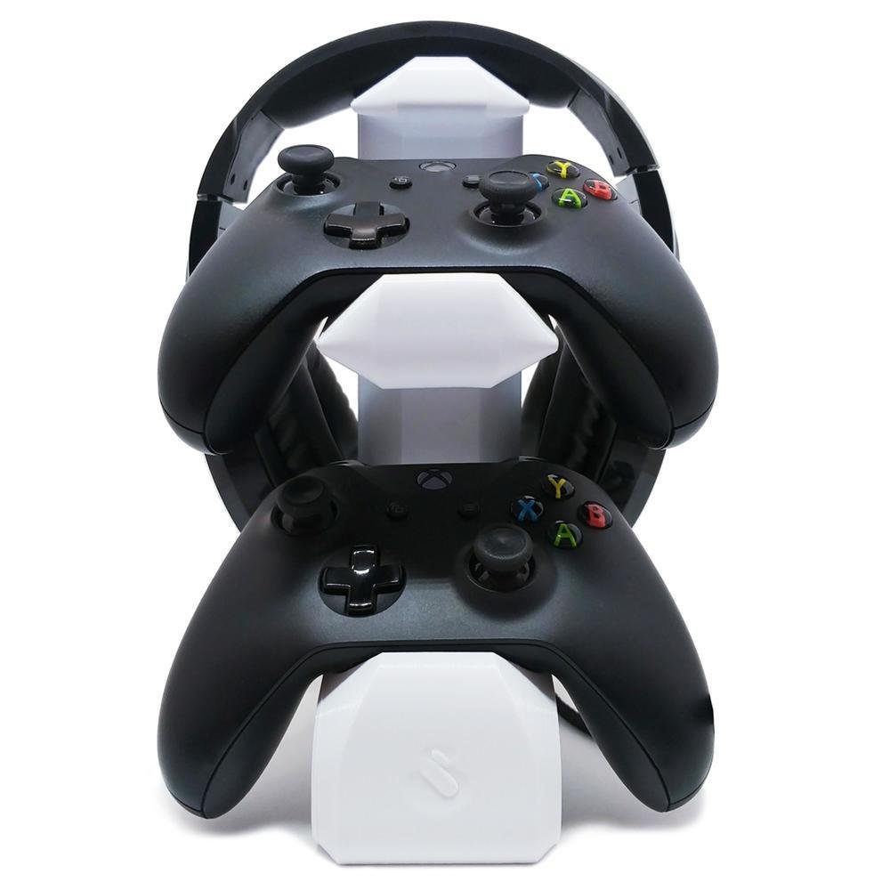 Imagem 2 de 5 do produto Suporte Sculpy 2CTF, Mesa Game Xbox One, S E X, Para 2 Controles E Headset, Branco