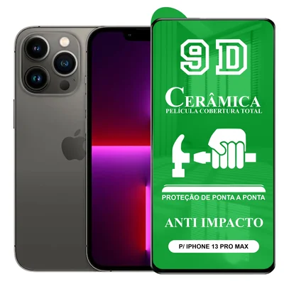 Película Ctech 9D Cerâmica, P/ Iphone 13 Pro Max, Protetora Anti Impacto, Flexível, Nano Gel