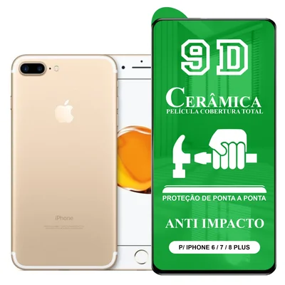 Película Ctech 9D Cerâmica, P/ Iphone 7 E 8 Plus, Protetora Anti Impacto, Flexível, Nano Gel