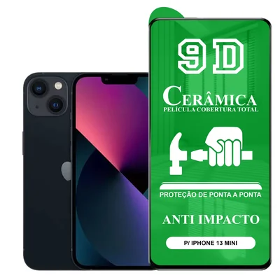 Película Ctech 9D Cerâmica, P/ Iphone 13 Mini, Protetora Anti Impacto, Flexível, Nano Gel