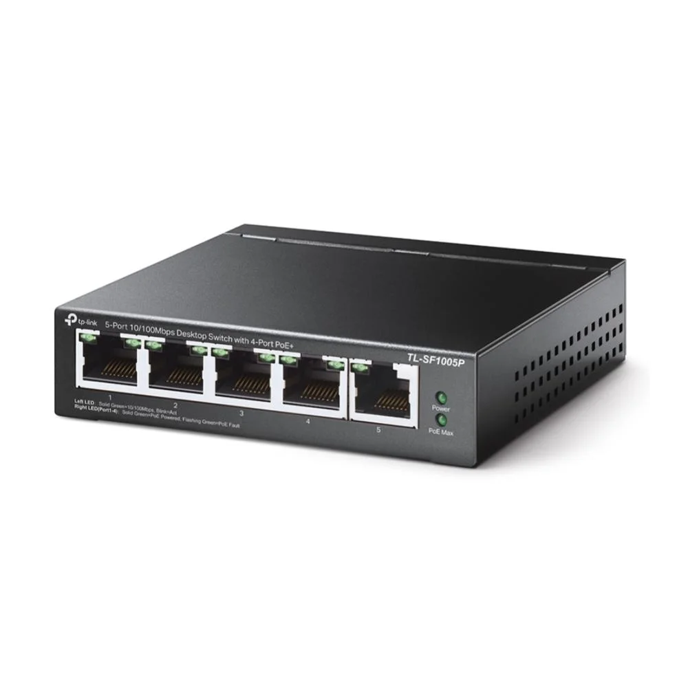 Imagem 2 de 4 do produto Switch 5 Portas 10/100 Gigabit 4 Portas Poe +  Tl-sf1005p Tp-link