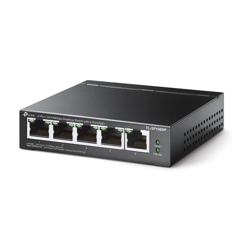 Imagem 3 de 5 do produto Switch 5 Portas 10/100 Gigabit 4 Portas Poe + Tl-sf1005p