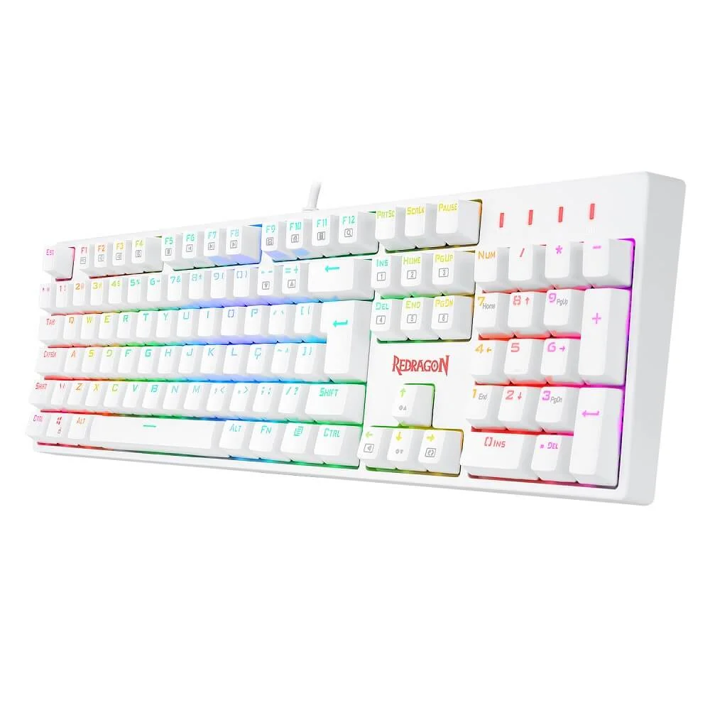 Imagem 2 de 5 do produto Teclado Mecânico Redragon Surara Pro, RGB, Branco, Switch Azul Óptico, Abnt2 - K582W-RGB-PRO