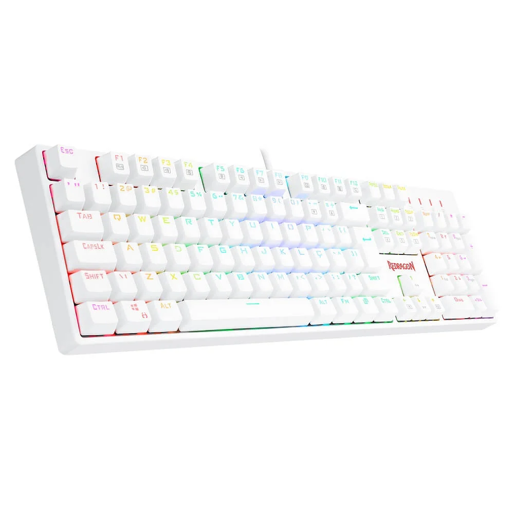 Imagem 4 de 5 do produto Teclado Mecânico Redragon Surara Pro, RGB, Branco, Switch Azul Óptico, Abnt2 - K582W-RGB-PRO