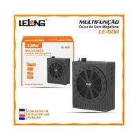 Caixa De Som Megafone Lelong Le-608, Multi-Função, C/ Rádio Fm E Microfone