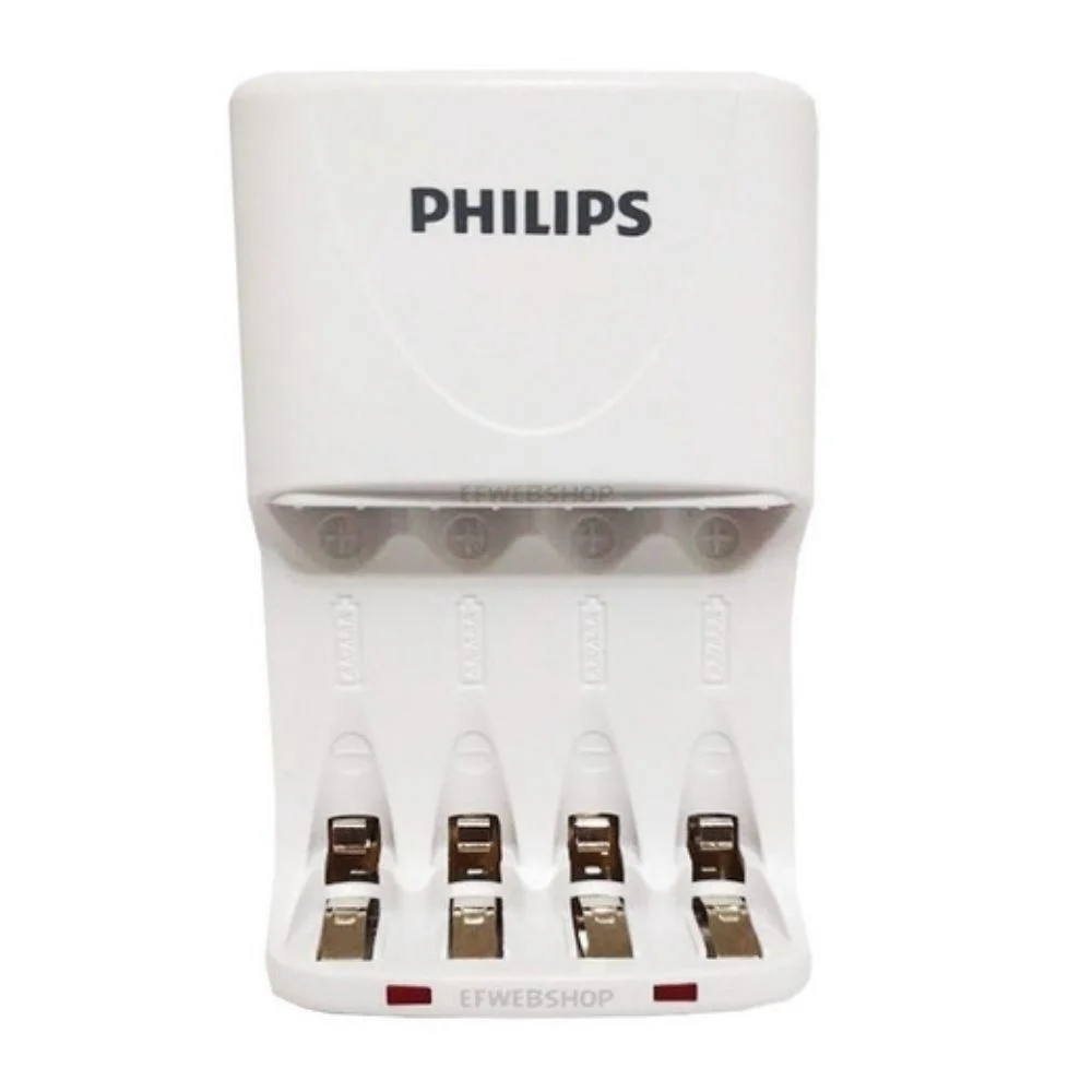 Carregador De Pilhas Philips + 4 Pilhas AA Recarregáveis - Scb2445nb