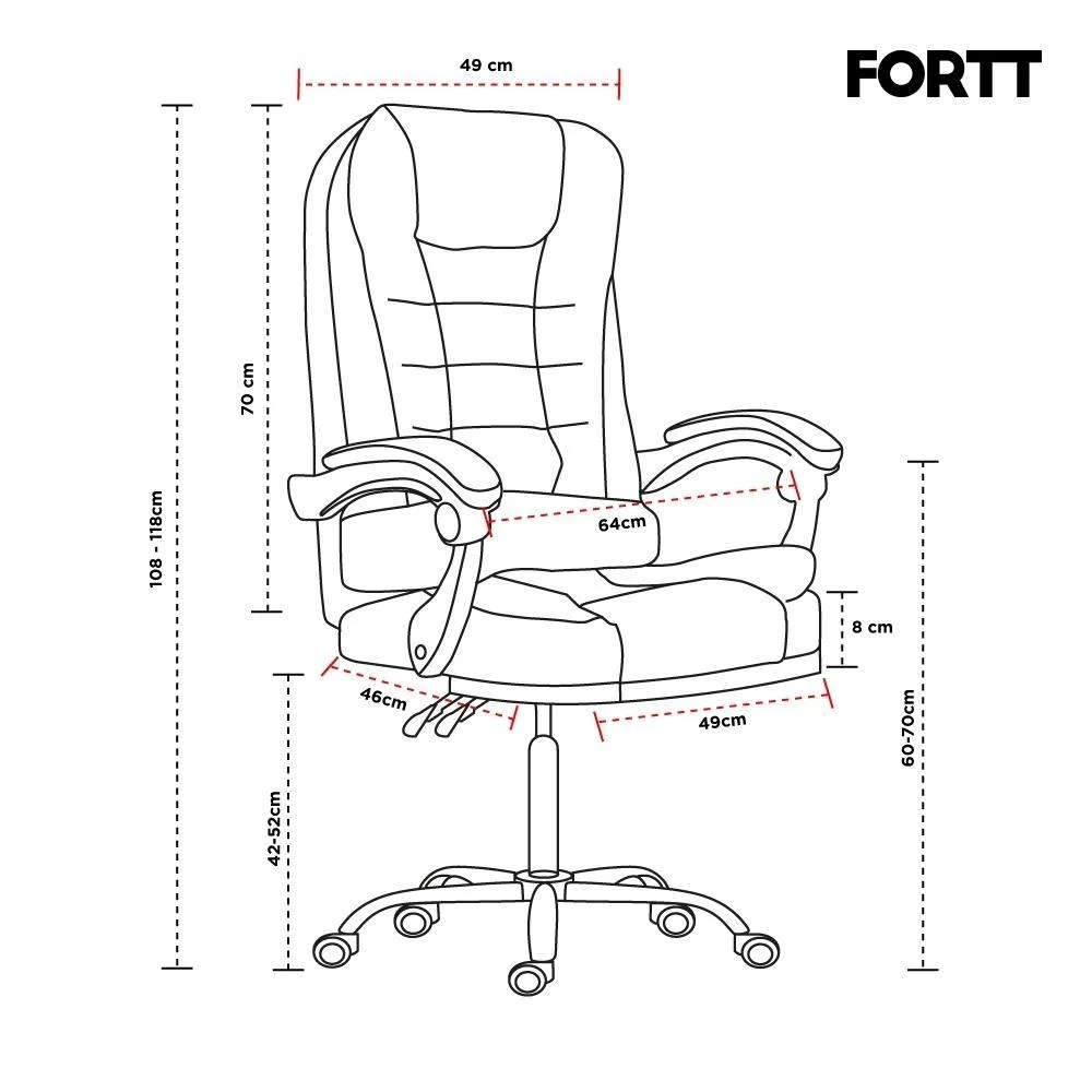 Imagem 4 de 5 do produto Cadeira Office Fortt Presidente Paris Cpf02-b, 120kg, Base Cromada, Com Rodinha, Reclinável, Branca