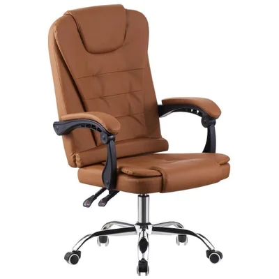 Cadeira Office Fortt Presidente Marselha Cpf03-m, 120kg, Base Cromada, Com Rodinha, Reclinável, Marrom