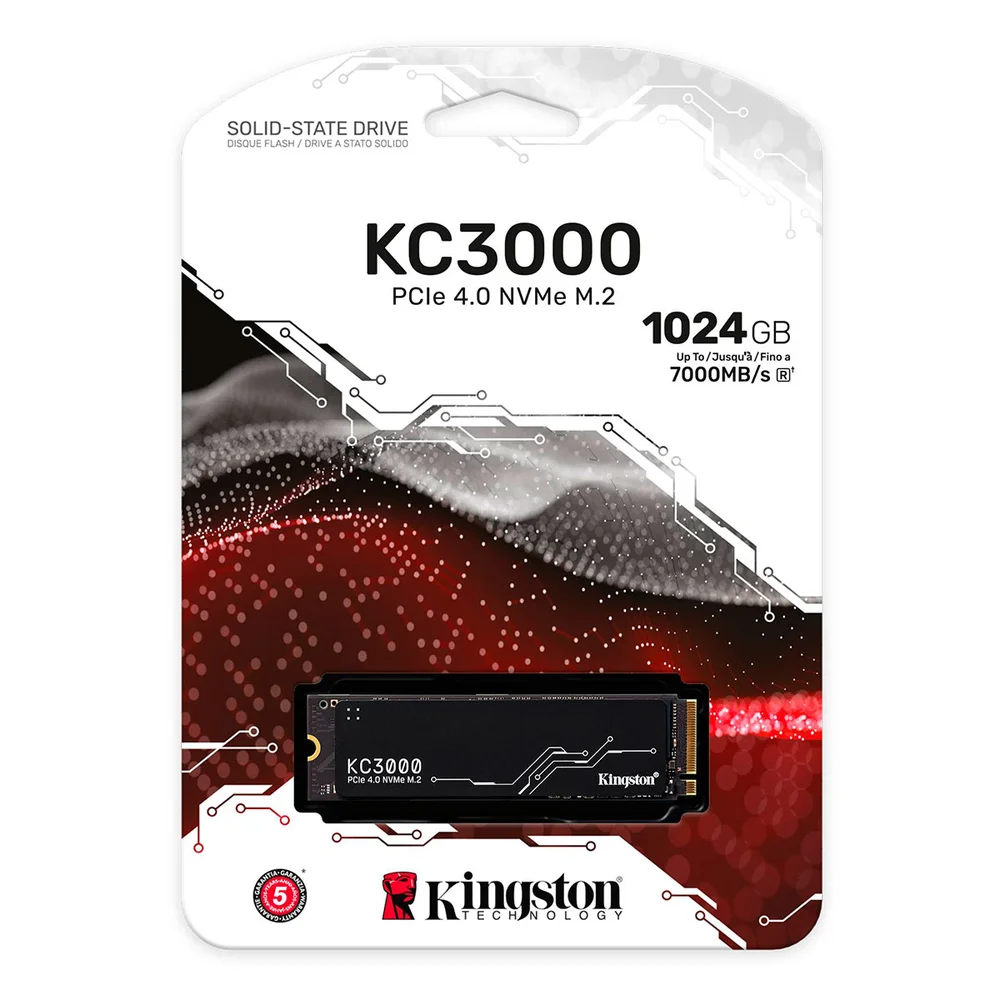 Imagem 3 de 4 do produto SSD Kingston Kc3000 Gen4, 1024GB, M.2 2280 PCIe 4 NVME, Leitura 7000 MB/s E Gravação 6000 MB/s, Preto - Skc3000s/1024g