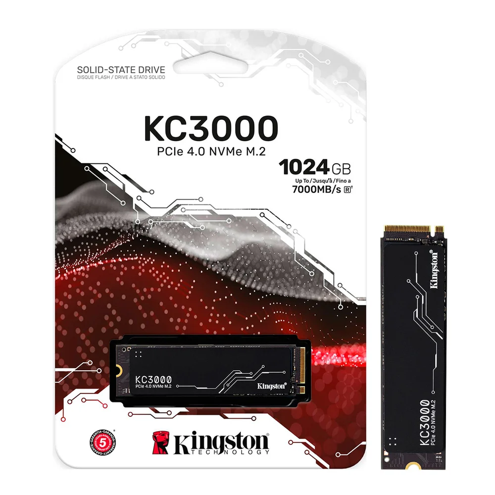 Imagem 4 de 4 do produto SSD Kingston Kc3000 Gen4, 1024GB, M.2 2280 PCIe 4 NVME, Leitura 7000 MB/s E Gravação 6000 MB/s, Preto - Skc3000s/1024g