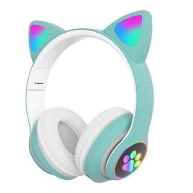 Headset H-maston Orelha Gatinho Cat, Bluetooth, LED, Rosa e Verde