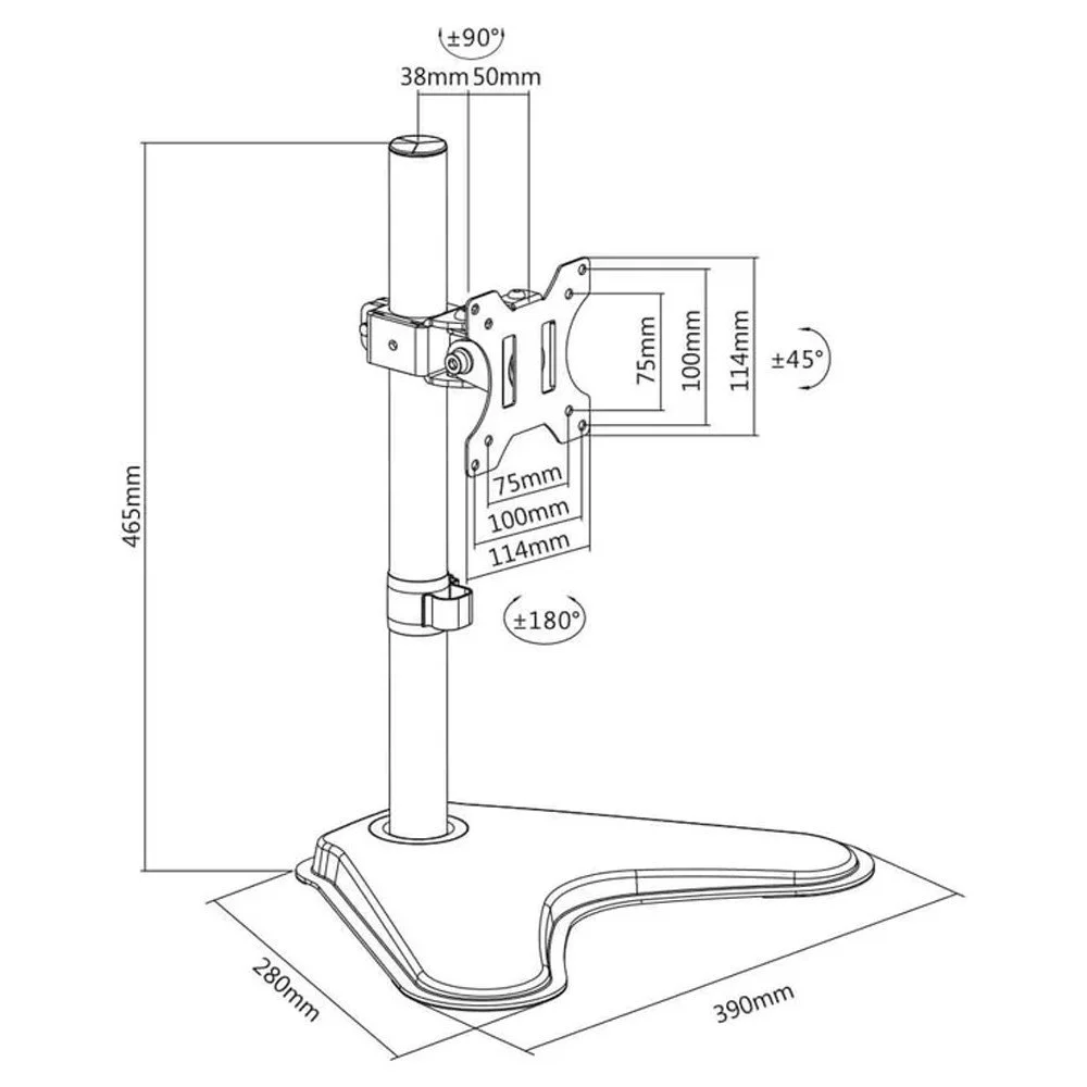 Imagem 3 de 5 do produto Suporte Para Monitor, 15 A 34 Com Ajuste De Altura T50n