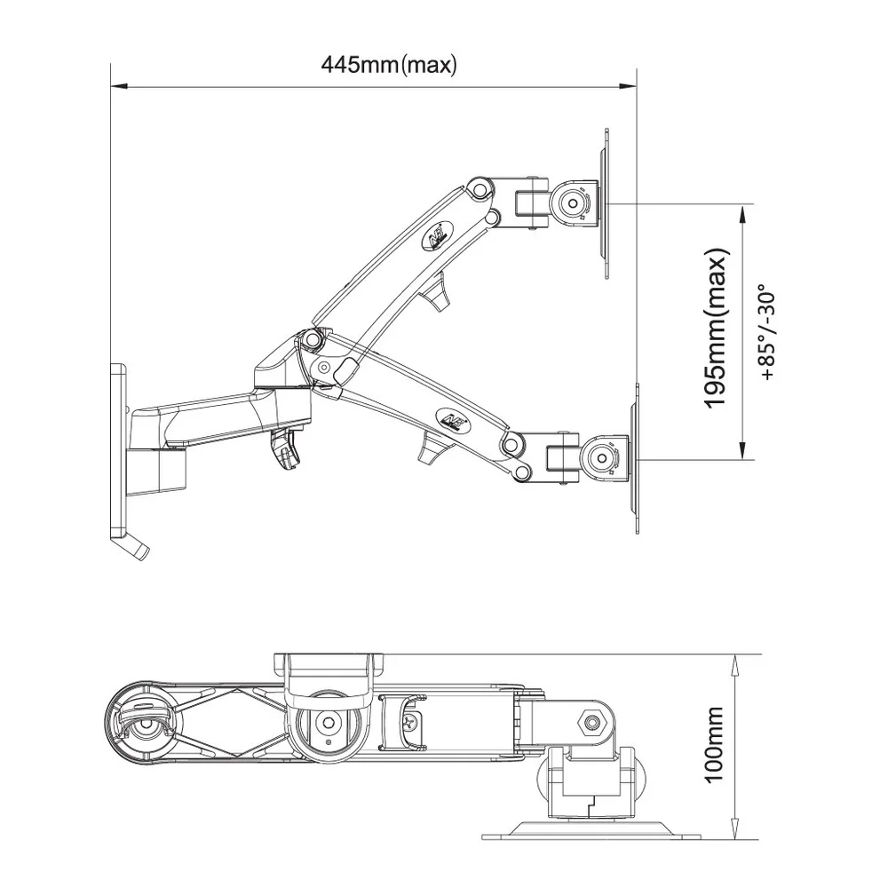 Imagem 3 de 5 do produto Suporte Articulado, Monitor 17 A 34, Ajuste Altura - F150 Nb