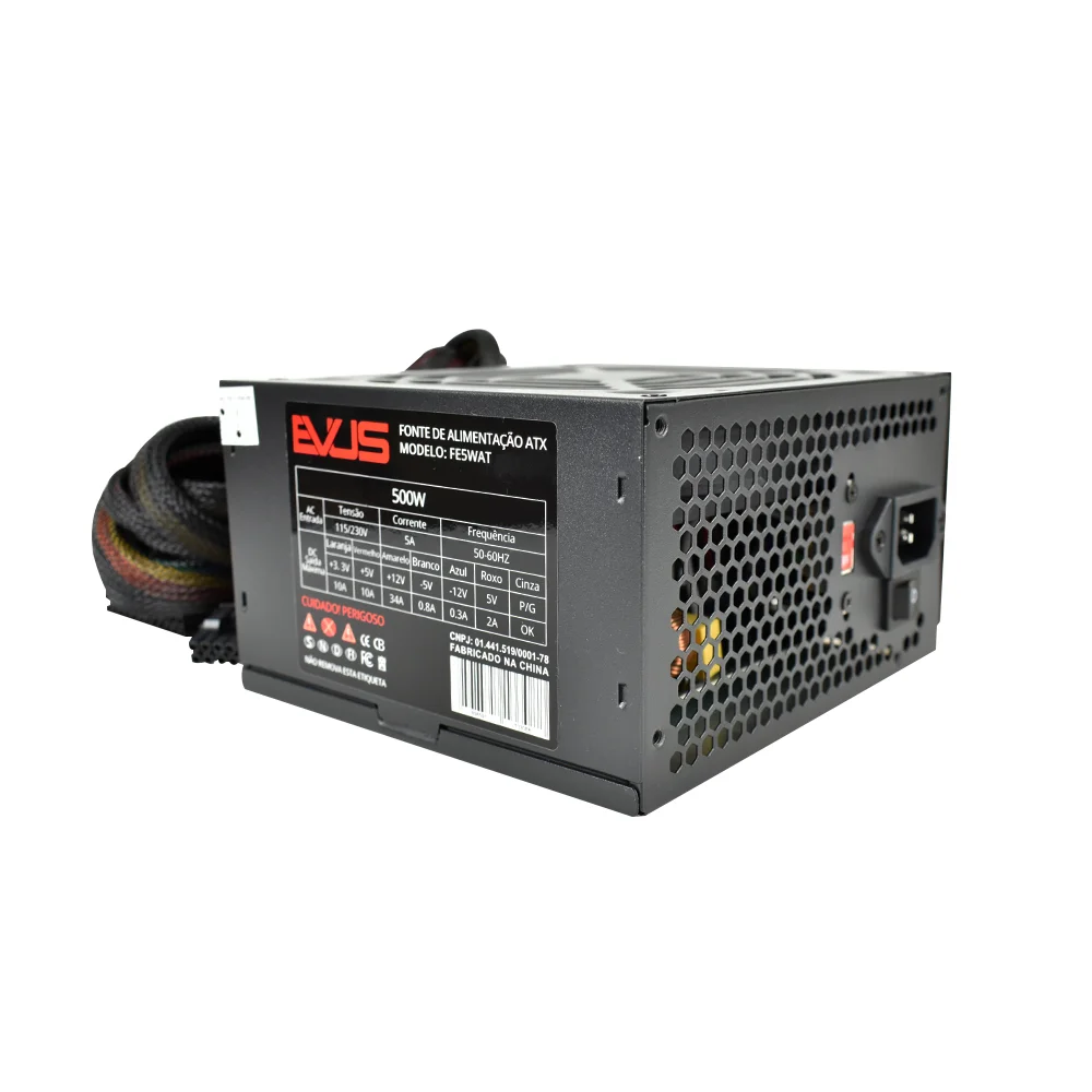 Imagem 2 de 4 do produto Fonte Evus Atx 500w Reais 20/24p 4 Sata Com Cabo Fe5wat