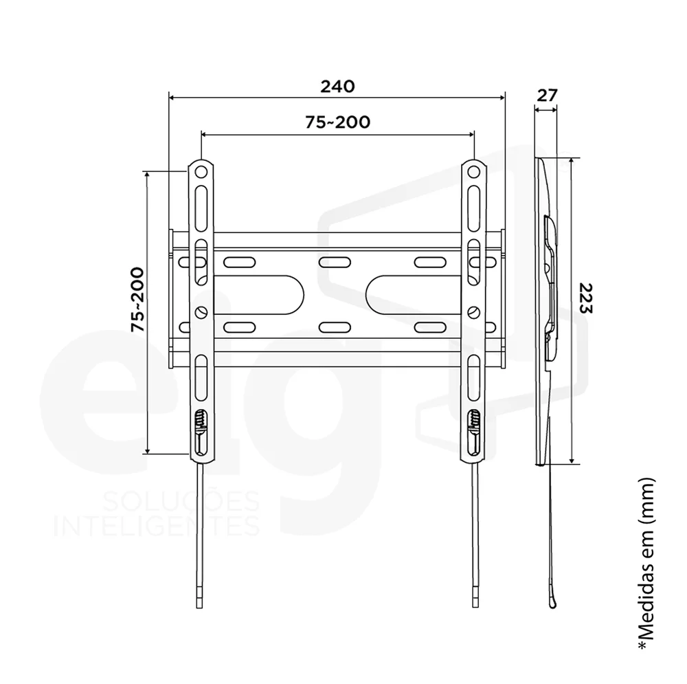 Imagem 2 de 4 do produto Suporte Fixo Para Tv E Monitor De 15" A 55", Com Trava Automática E Nível Bolha, Suporta Até 45kg, Preto, Fix200, Elg