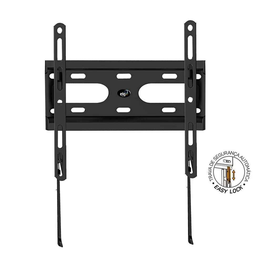 Imagem 3 de 4 do produto Suporte Fixo Para Tv E Monitor De 15" A 55", Com Trava Automática E Nível Bolha, Suporta Até 45kg, Preto, Fix200, Elg
