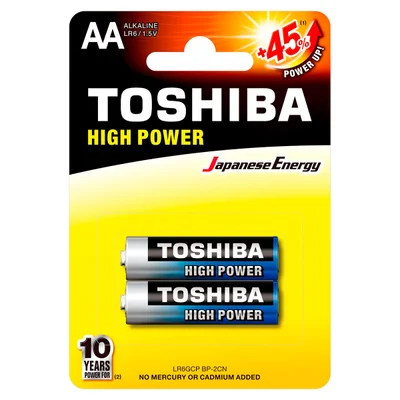 Pilha Alcalina AA Toshiba Lr6gcp, Blister com 2 Unidades