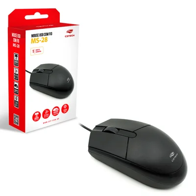 Mouse C3tech Ms-28bk, USB, 1000dpi, Preto