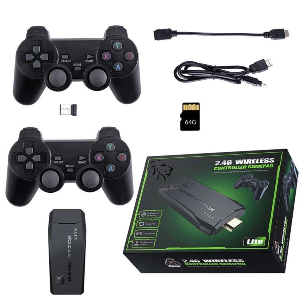 Video Game Stick 4k, 15000 Jogos Retro + 2 Controles, Sem Fio