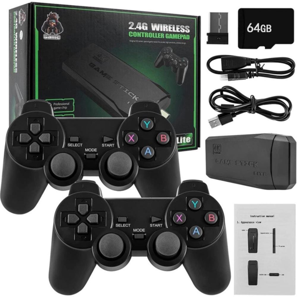 Video Game Stick 4k, 15000 Jogos Retro + 2 Controles, Sem Fio