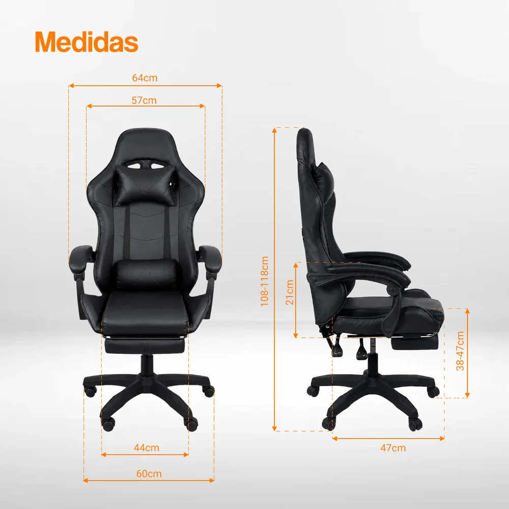 Imagem 4 de 5 do produto Cadeira Gamer Stillus, Ergonômica Com Apoio Para Os Pés - Preta