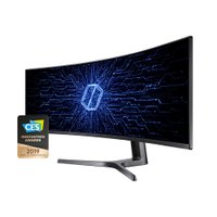 Monitor Gamer Curvo Samsung Odyssey Rg90 49´´ Preto DqHD, Tela Super Ultrawide, 120hz, Hdmi, Dp, Usb, Freesync Com Ajuste De Altura