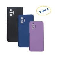 Kit Capas Silicone Case com proteção na câmera Aveludada Para Xiaomi Redmi Note 10 Pro    
