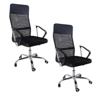 Kit 2 Cadeiras De Escritorio Nagano Tela Mesh Oficial Ergonômica - Preto