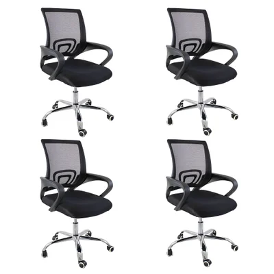 Kit 4 Cadeiras Escritório Oficial Begônia Ergonômica Preto
