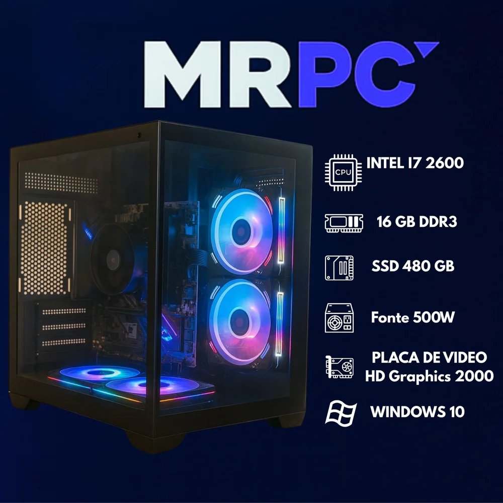 Pc Gamer Mrp Intel Core I7 3.4GHz, 16GB, SSD 480GB, Windows 10, Preto - RGB - view 5