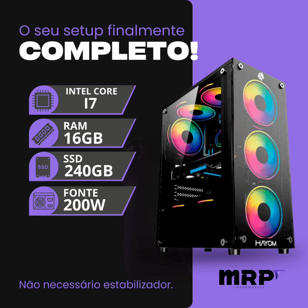 Pc Gamer Computador Intel I7 3770 SSD 240GB KaBuM