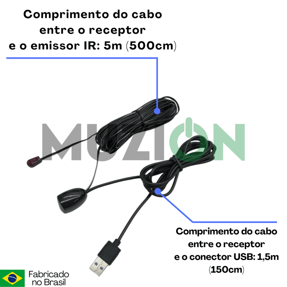 Imagem 2 de 5 do produto Extensor Muzion, Repetidor Controle Remoto Ir, 5M Infravermelho USB