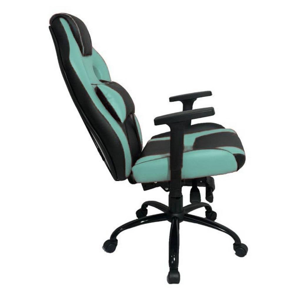 Imagem 2 de 2 do produto Cadeira Gamer Design Office, Linha Gamer Racing, Com Almofada, Regulavel, Verde Água com Preto