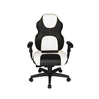 Cadeira Gamer Design Office Diretor, Linha Gamer Racing, ate 110 Kg, Sem Almofada, Branco com Preto