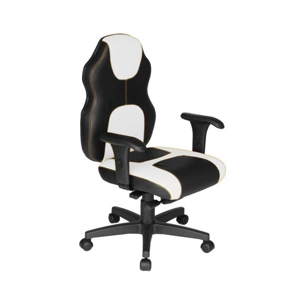 Cadeira Gamer Design Office Diretor, Linha Gamer Racing, ate 110 Kg, Sem Almofada, Branco com Preto