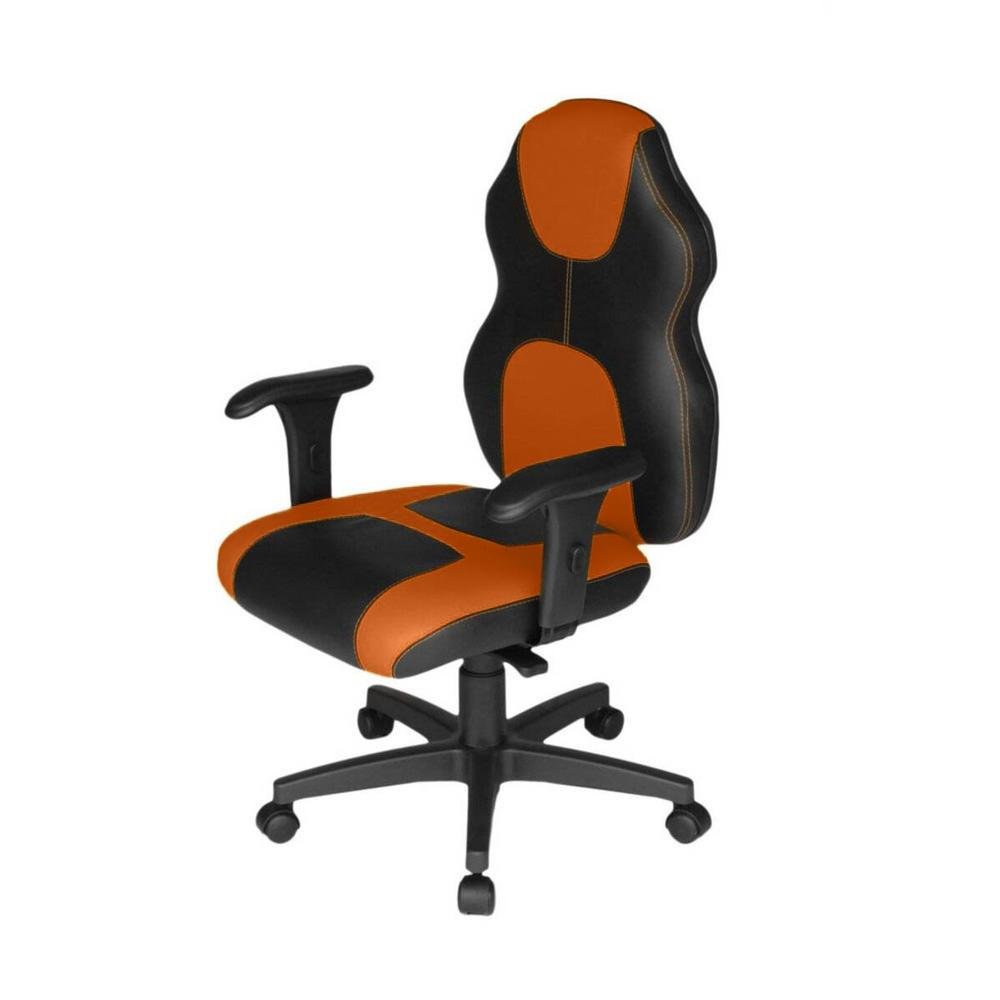 Cadeira Gamer Design Office Diretor, Linha Gamer Racing, ate 110 Kg, Sem Almofada, Laranja com Preto