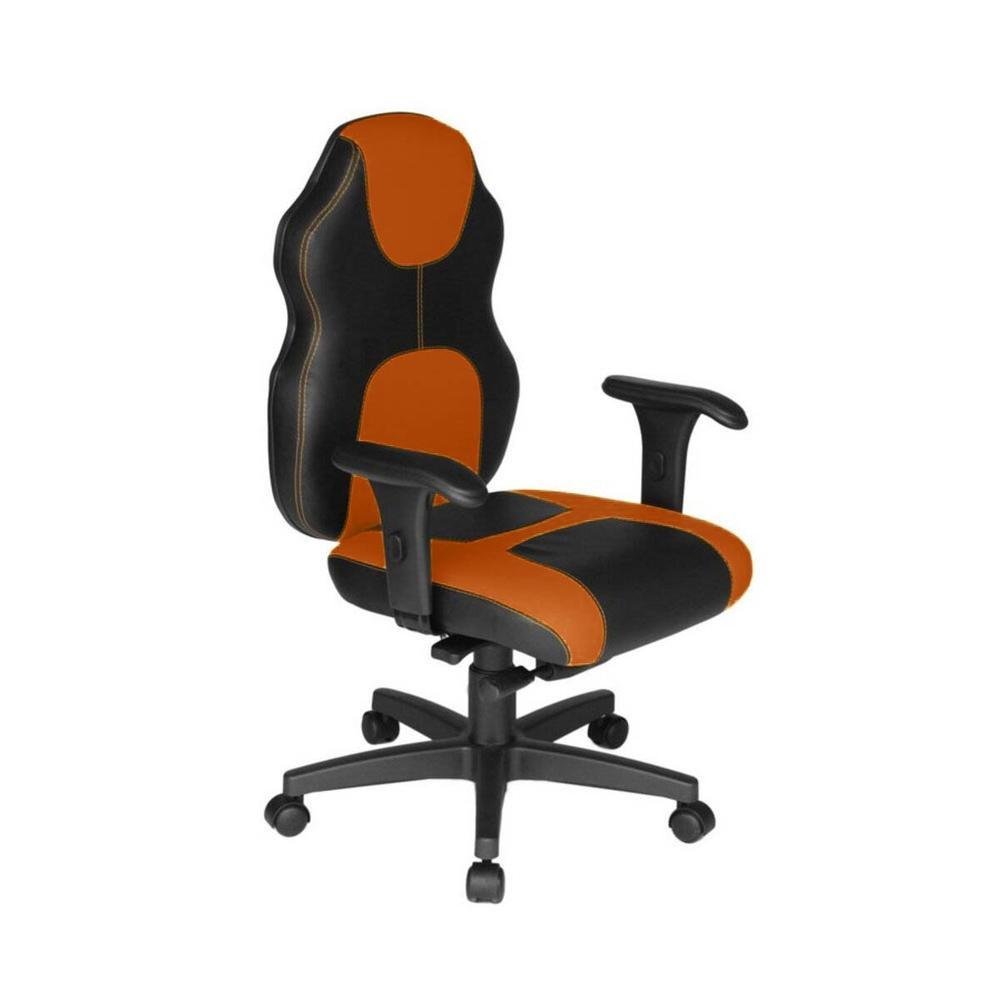 Cadeira Gamer Design Office Diretor, Linha Gamer Racing, ate 110 Kg, Sem Almofada, Laranja com Preto
