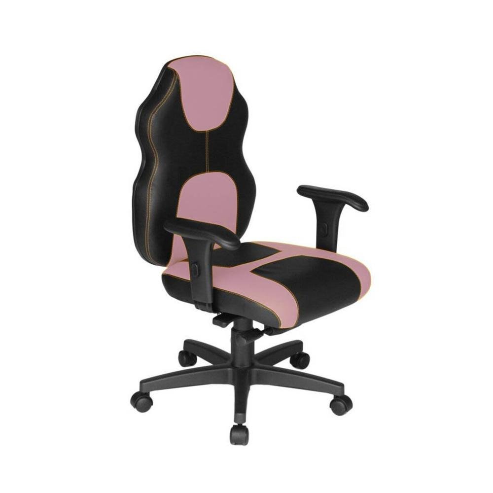 Imagem 2 de 3 do produto Cadeira Gamer Design Office Diretor, Linha Gamer Racing, ate 110 Kg, Sem Almofada, Rosa Claro com Preto