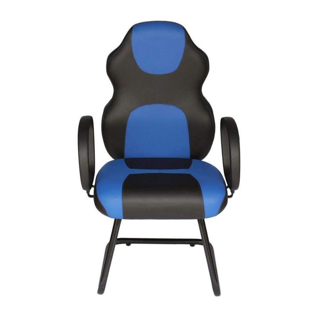 Cadeira Gamer Base Fixa Com Braço Linha Gamer Racing Azul Cadeira Gamer Base Fixa Com Braço Linha Gamer Racing Azul