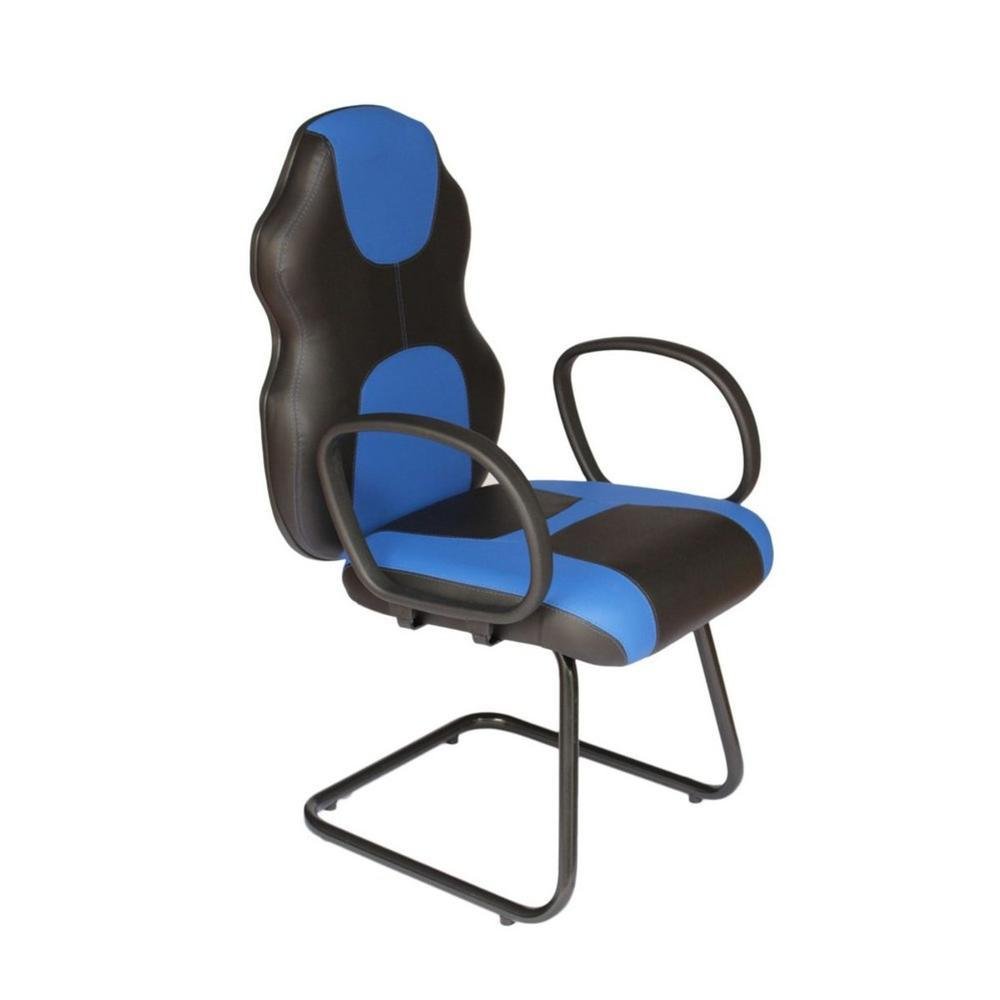Cadeira Gamer Base Fixa Com Braço Linha Gamer Racing Azul Cadeira Gamer Base Fixa Com Braço Linha Gamer Racing Azul