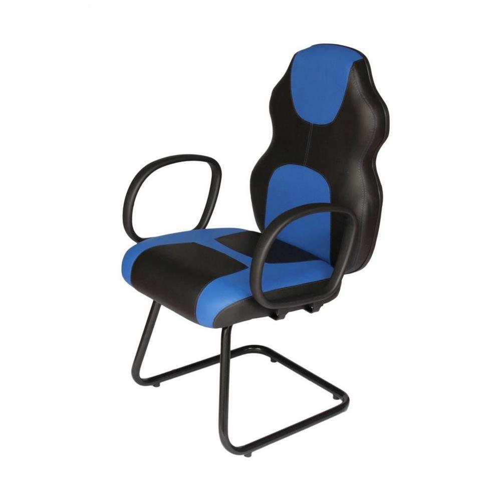 Cadeira Gamer Base Fixa Com Braço Linha Gamer Racing Azul Cadeira Gamer Base Fixa Com Braço Linha Gamer Racing Azul