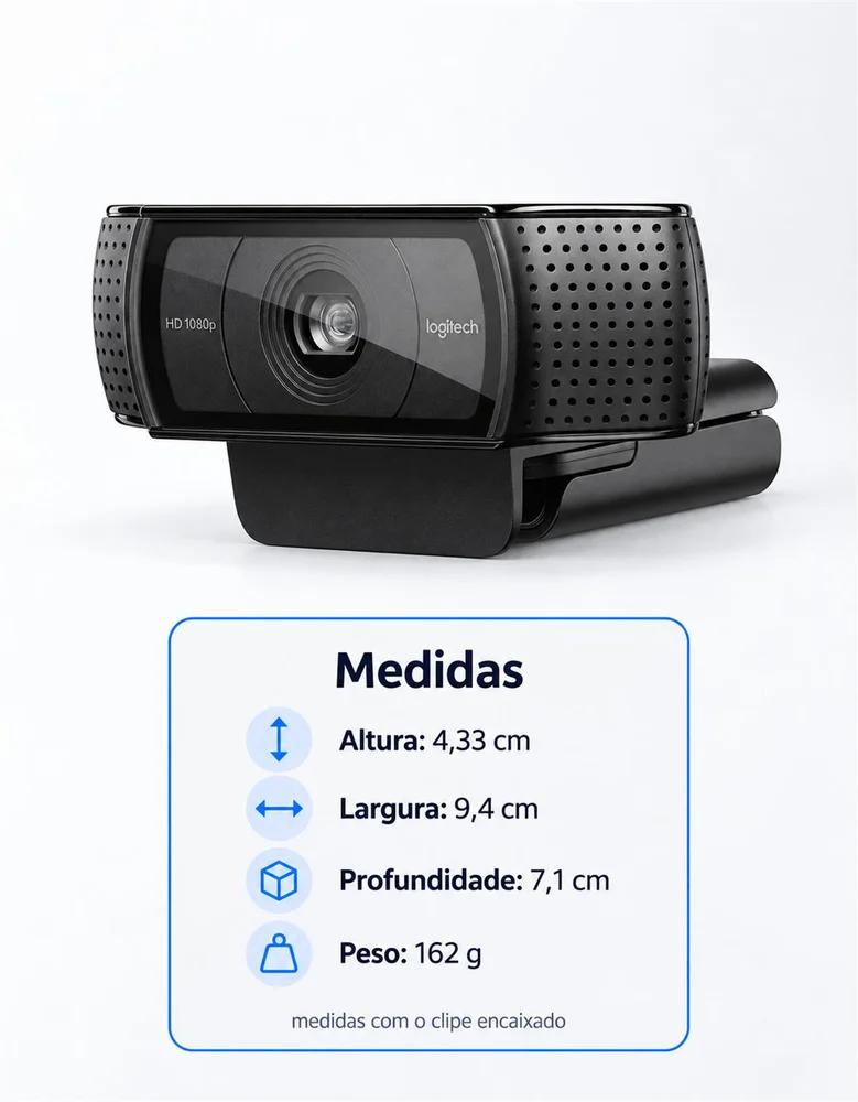 Imagem 5 de 5 do produto Webcam Logitech C920e, Full HD, 1080p, USB, Business, Com Microfone Estéreo, Obturador de Privacidade