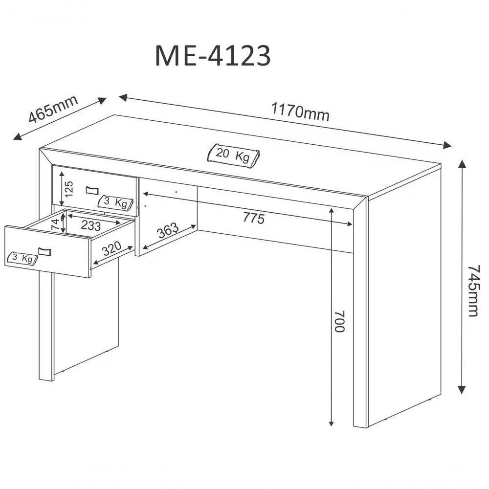 Imagem 5 de 5 do produto Mesa Para Computador / Escritorio Me4123 Branco Branco
