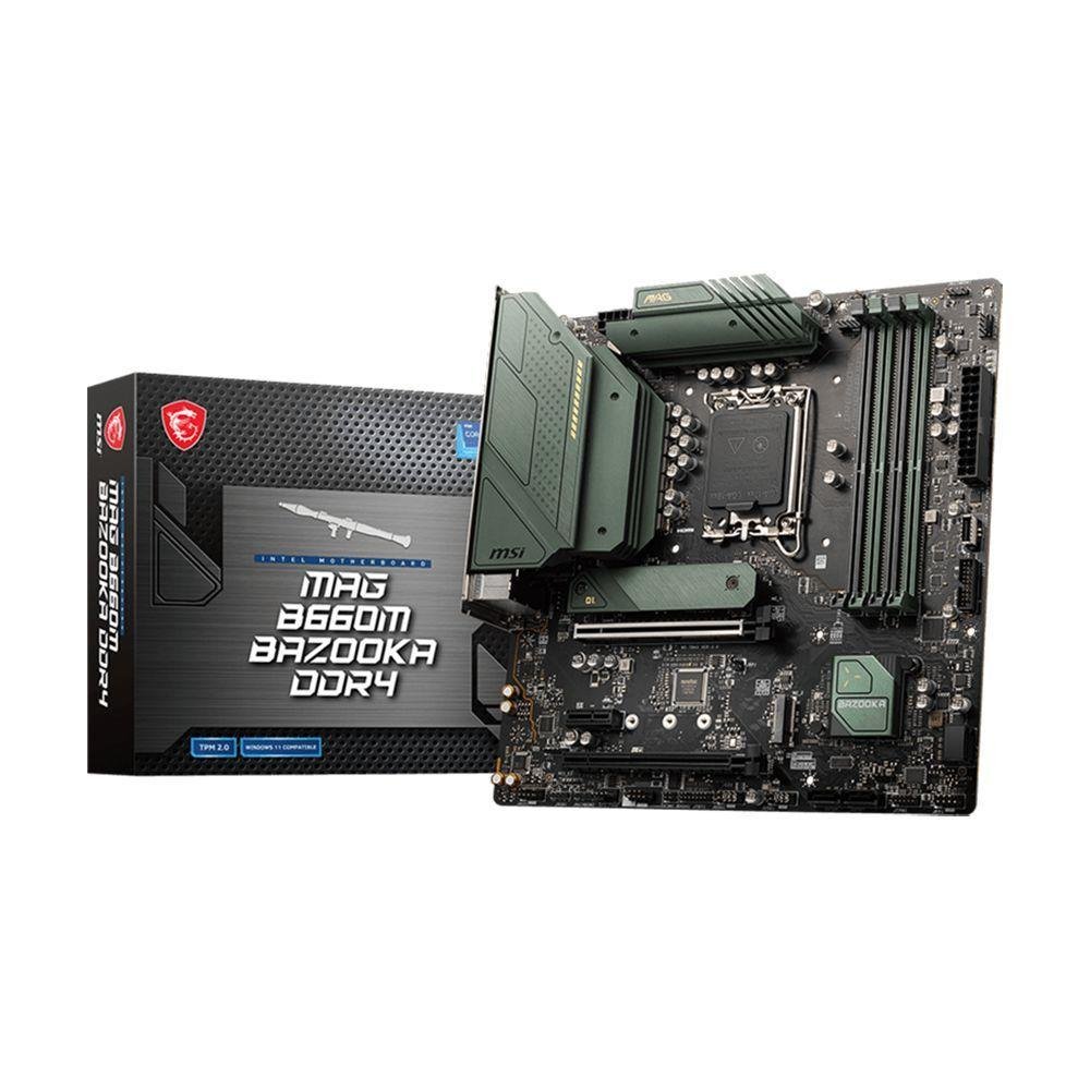 Placa Mãe Msi Mag B660m Bazooka Para Intel 12ª Geração, Socket Lga 1700, DDR4, Micro Atx, Pcie 4.0, Lan 2,5g, M.2